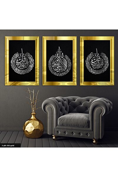 Evinemoda Ayetel Kursi Felak Nas Gold 3 piese de masă cu oglindă din plexiglas