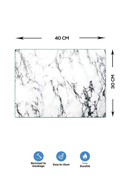 Decorita Τοστιέρα Έξι Γυάλινο Ματ |   Γυάλινο Ματ Συντήρησης Θερμότητας |   Λευκό Μάρμαρο Εμφάνιση |   30 εκ. x 40 εκ