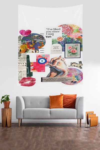 Latibule Love Love Themed Stain Resistant Fabric Wall Cloth Wall Carpet Tapestry