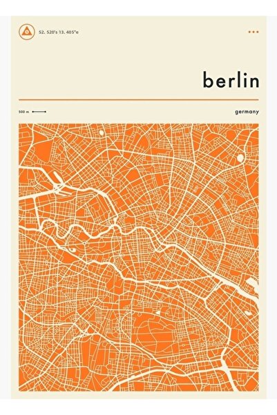 Universal Διακοσμητική ξύλινη αφίσα με χάρτη της Βερολίνης