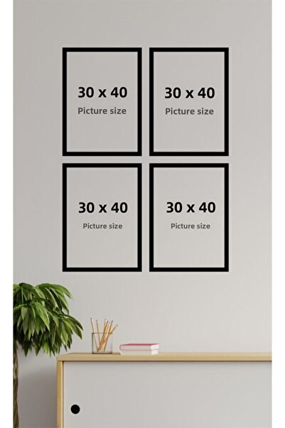 tablosetleri Μαύρο Χρώμα 30x40cm 4 Τεμάχια Κενό Πλαίσιο