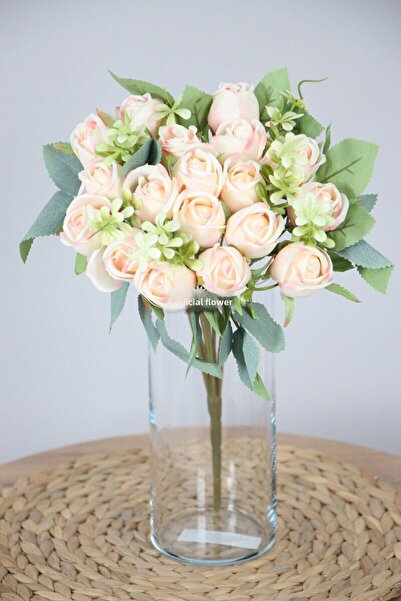 Yapay Çiçek Deposu Изкуствени цветя 18-парчен букет от украсени розови пъпки с цвят сьомга