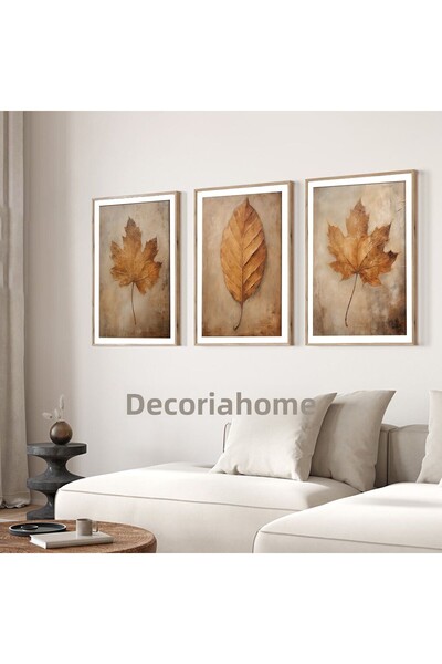 Dekorsiahome Set de pictură cu rame din lemn YellowLeaf2