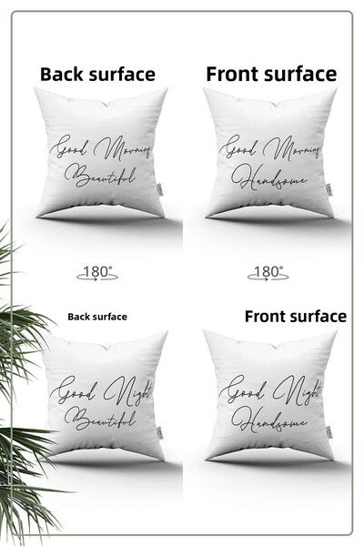 Cango Home Λευκό διπλής όψης Good Morning Good Night Written Digital Printed Σετ 2 κάλυμμα μαξιλαριού ριχτάρι 2kmbs310-