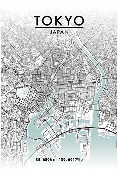 Universal Декоративен дървен плакат-карта на град Токио