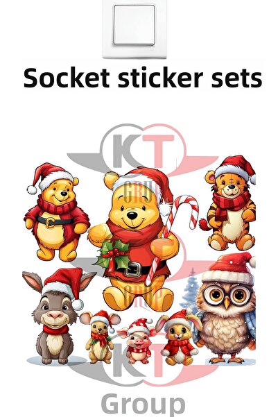 Kt Grup Seturi de autocolante cu prize multiple de Anul Nou Crăciun Fericit