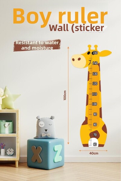 t tuğset etiket مجموعة مسطرة قياس الارتفاع ومجموعة ملصقات الحائط على شكل زراف...