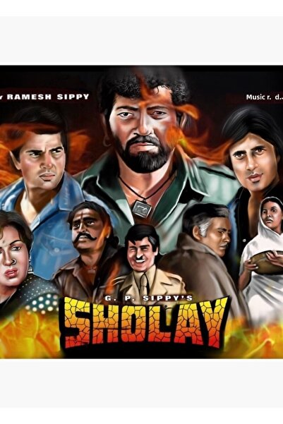 Universal Sholay Ξύλινη Αφίσα Διακοσμητική Ψηφιακής Ζωγραφικής