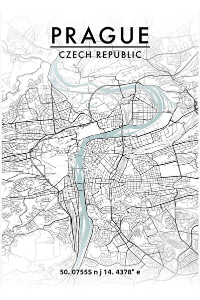 Universal Harta orașului Praga Tablou Poster din lemn decorativ