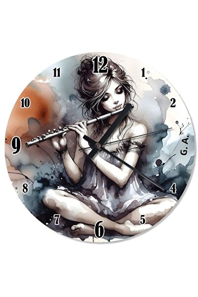 karizmart امرأة تلعب الناي على مدار الساعة الجدارية