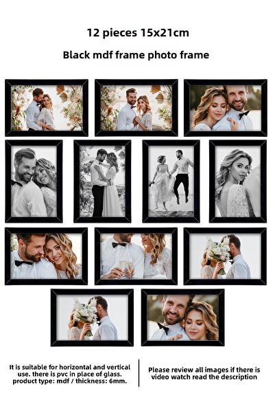 bymat 12 bucăți 15x21 cadru - cadru negru - cadru MDF A5 - cadru foto multiplu