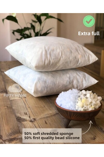 Fifty Home 2 bucăți pernă de aruncare pernă interioară - pernă de aruncare umplutură interioară a pernei 50% margele silicon/50% burete tăiat