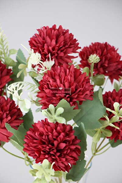 Yapay Çiçek Deposu Изкуствени цветя 7-стеблова гирлянда Букет от глухарчета 35 см Червен