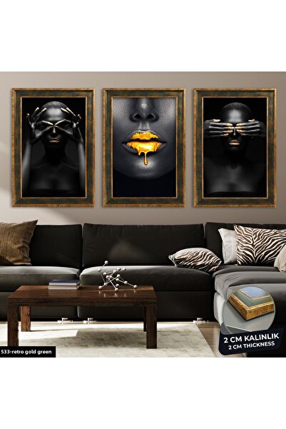 Evinemoda African Woman 3 Piece Framed Painting Cvplk