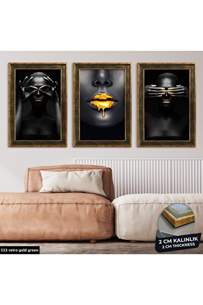 Evinemoda African Woman 3 Piece Framed Painting Cvplk