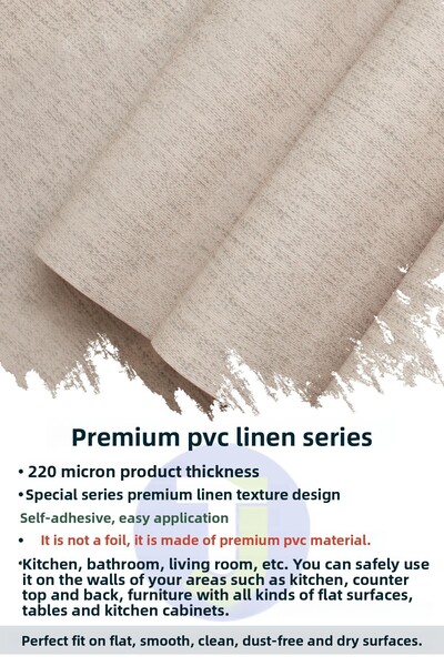 Technojet Self Adhesive Textured Linen Look Kitchen Living Room Wall Cabinet Table Covering 60X100Cm