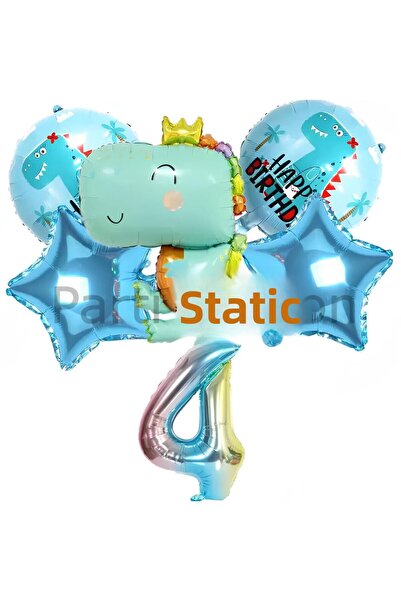 Parti Station مجموعة بالونات لطيفة على شكل ديناصور بعمر 4 سنوات - موضوع الدين...