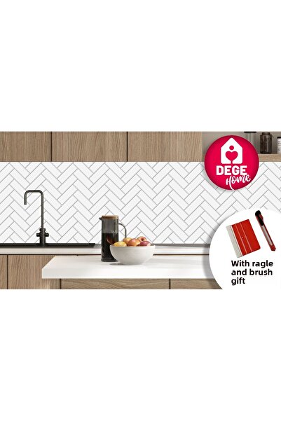 DEGE HOME Tile Patterned Foil, Countertop, Kitchen, Cabinet, Table Covering F...