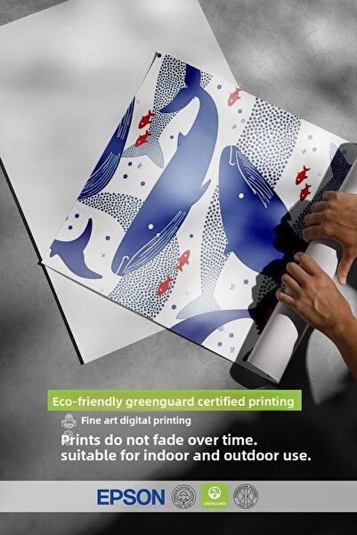 Postifull Black Framed Poster, Whale, Illustration, Blue Color Poster, Summer Selection 2025, No:109621