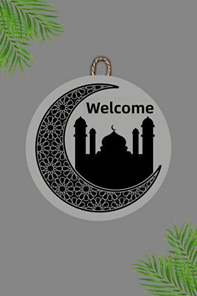 Dormot Home Wooden Digital Printing - Gray Welcome Ya City Ramadan2 Door Orna...