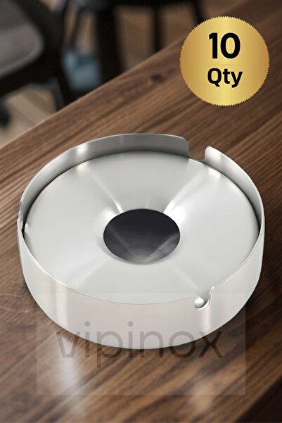 Vipinox 10 Τεμάχια Elite Τασάκι από ανοξείδωτο ατσάλι μεγάλου μεγέθους με καπ...