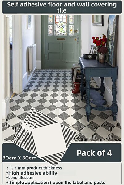 Technojet Acoperire de perete autoadeziv cu design modern pentru bucătărie, baie, 30 cm × 30 cm (pachet de 4)