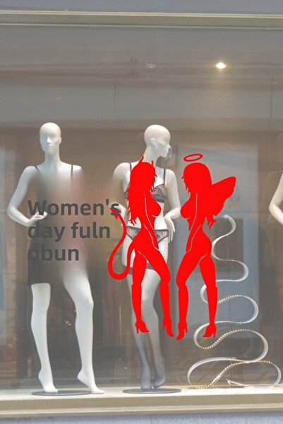 New Jargon Autocolant roșu pentru vitrină din sticlă cu mesajul „Bad Girls an...