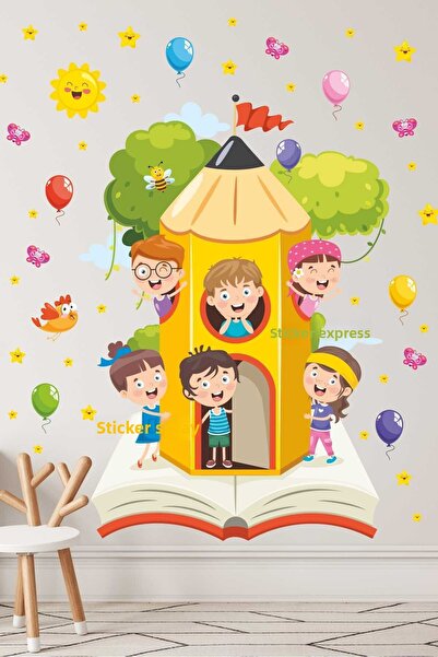 Sticker Ekspres Carte Creion Arborele Și Copii Grădiniță Școală Cameră Copii ...