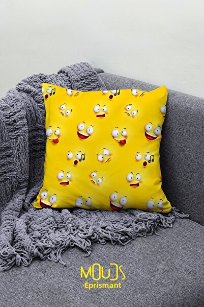 Moud's Двустранно принтирана калъфка за единична възглавница с емотикони и ус...