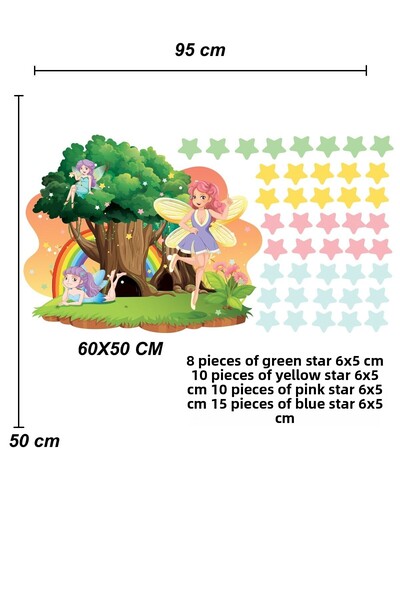 Sepet Yıldızı Star and Fairy Patterned Children's Room Wall Sticker