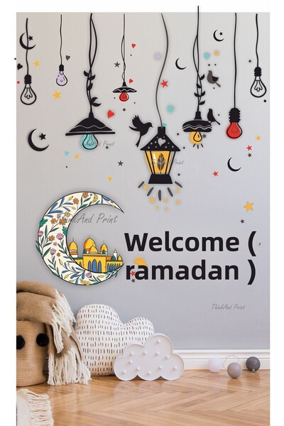 Think And Print Σετ αυτοκόλλητων διακοσμητικών τοίχων από γυάλινο κρεμαστό φω...