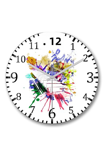 BASKI DÜNYASI Ceas de perete cu note muzicale colorate pentru pian, din sticl...