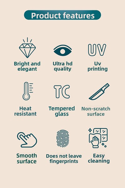 Vosevu Silver Design Glass Stove Back Protector, Heat Resistant, Countertop Built-In and Kitchen Protection