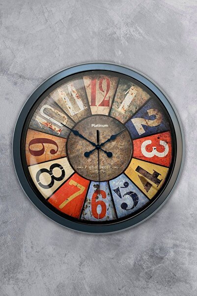 Platin Saat هدية ساعة حائط ريترو معدنية سوداء مقاس 40 سم