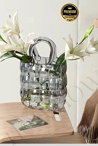 NEWNOW Geantă decorativă gri 1 bucată - vază de sticlă, design elegant