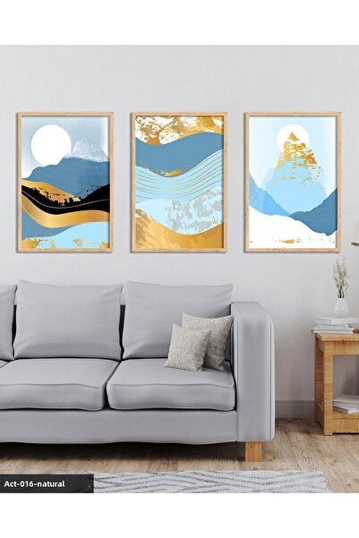 Evinemoda Abstract Mountain Visual 3 Piece Wooden Framed Painting Act