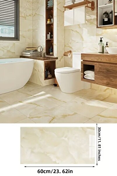 AYACO Autocolant de perete din plastic cu model de marmură galbenă 60x30 cm -...