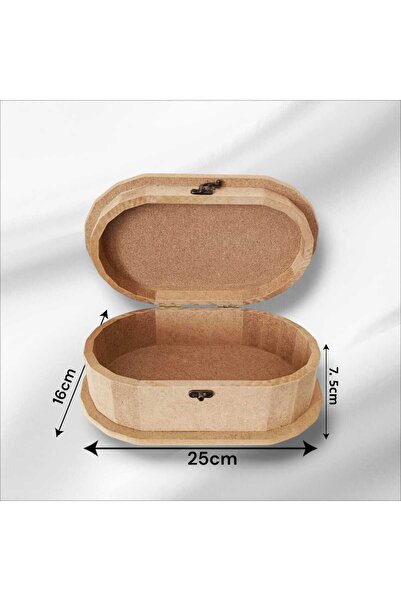 Home صندوق خشبي قابل للطلاء بيضاوي للمجوهرات وإكسسوارات المكياج والديكور متعد...