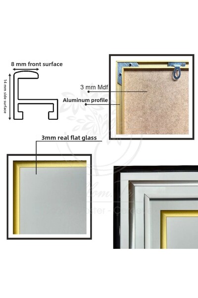 Tablomtr White Metal Framed Glass Blank Frame 1 Piece