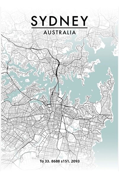 Universal Harta orașului Sydney, tablou decorativ din lemn, poster decorativ