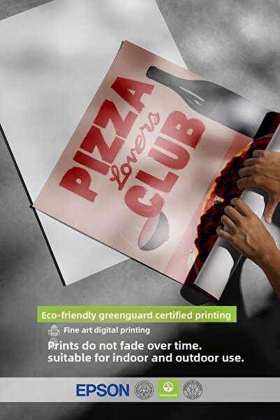 Postifull White Framed Painting, Pizza Lovers Club, Comfort Series Kitchen Wall Painting, No:109072