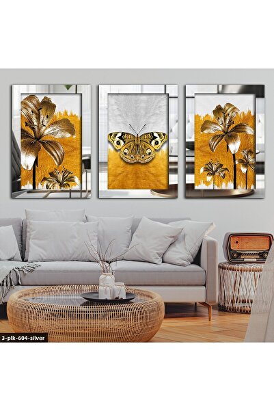 Evinemoda Butterfly Tree Silver 3 piese de masă cu oglindă din plexiglas