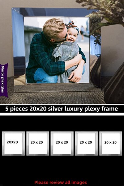 yhfoto 5 Pieces 20X20 Silver Mirror Plexi Frame - Luxury Plexiglass Frame - S...