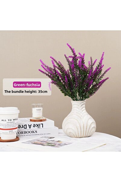 Yapay Çiçek Deposu 5 ramuri de lavandă din plastic 35 cm verde-fucsia
