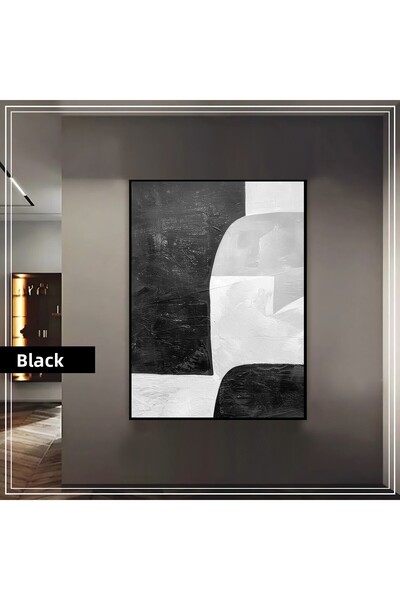 Harikabirev HARİKABİREV | 2-NEGRU-GRIS MODEL GEOMETRIC ABSTRACT | TABLA DE STICLA TEMPLATA CU CADRU, SIMPLE, VERTICALA