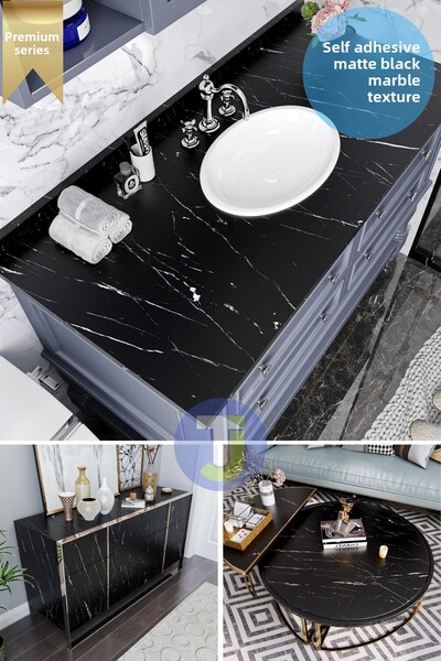 Technojet Self-Adhesive Matte Marble Pattern Foil Kitchen Bathroom Countertop Wall Covering 60Cmx100Cm