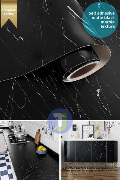 Technojet Self-Adhesive Matte Marble Pattern Foil Kitchen Bathroom Countertop Wall Covering 60Cmx100Cm