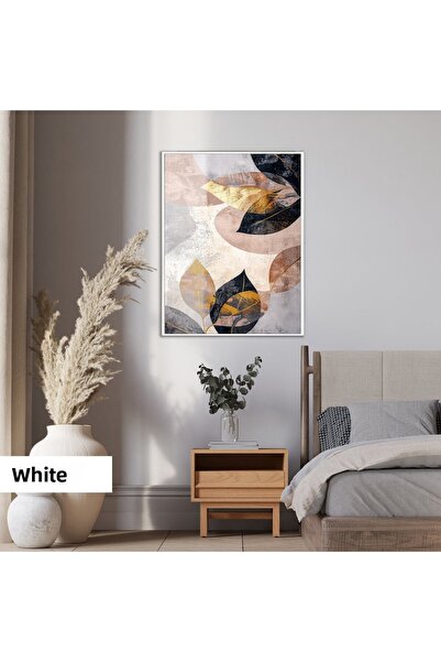 Harikabirev HARİKABİREV | MODEL DE FRUNZE SOFT SOYUT (AUR-NEGRU) | TABLA DE STICLA TEMPLATA CU CADRU, SIMPLE, VERTICALA