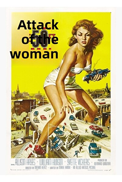 Universal Атаката на жена с 50 фута дължина! Дървен декоративен плакат за маса