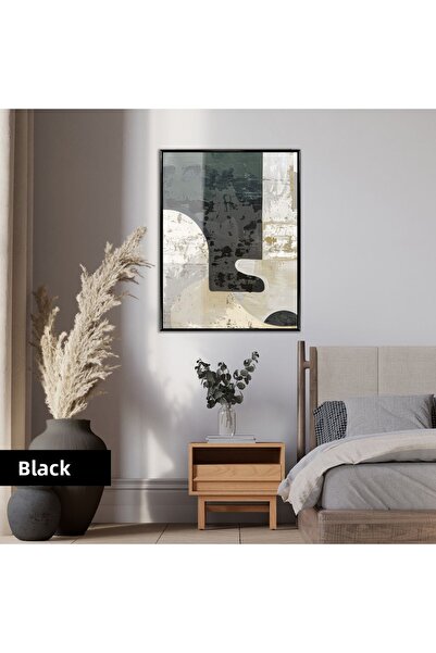 Harikabirev HARİKABİREV | ABSTRACT | MODELE CU MOTIVE ÎN TONURI DE GREY BLACK | TABLA DE STICLA TEMPLATA CU CADRU, SIMPLE, VERTICALA